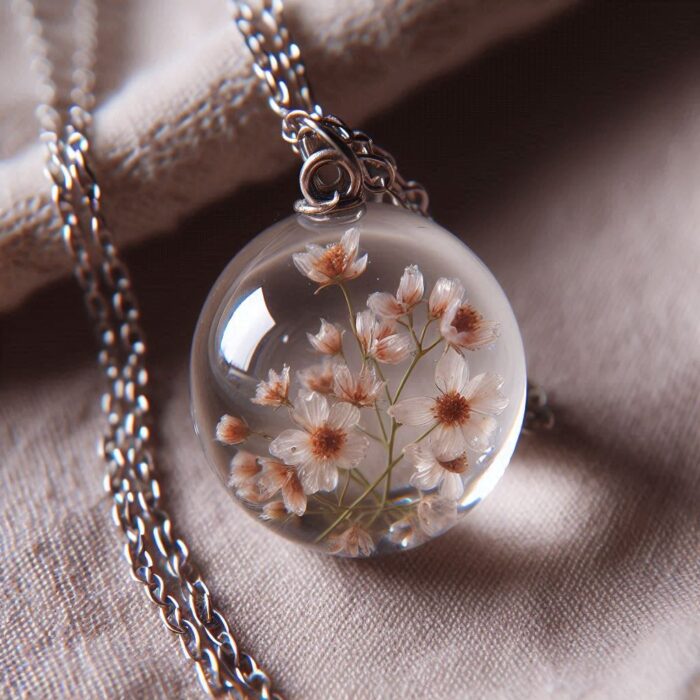 Resin Necklace with Flower - Image 2