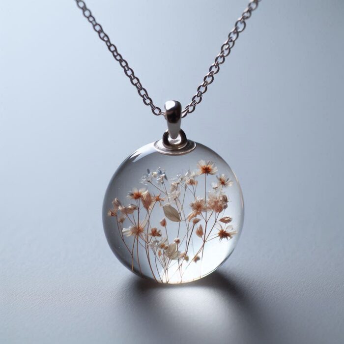 Resin Necklace with Flower - Image 4