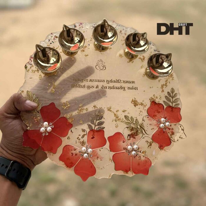 Resin Aarti Thali for Pooja with 5 diyas