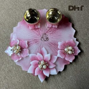 Resin Pooja thali Pink Color with Ganpatiji