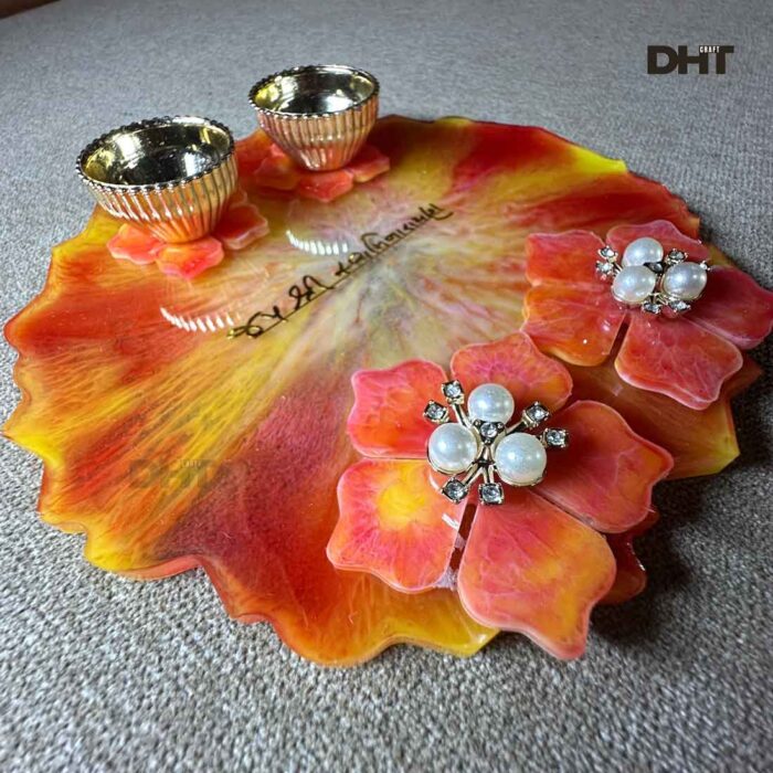 Red Tilak Pooja Plate sunrise style