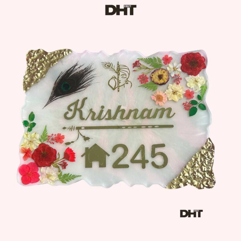 Handmade Floral Resin Nameplate