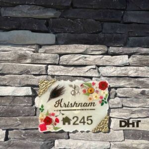Handmade Custom Floral Resin Nameplate