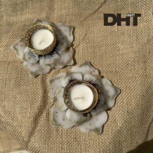 Moon White themed candle holder made with resin