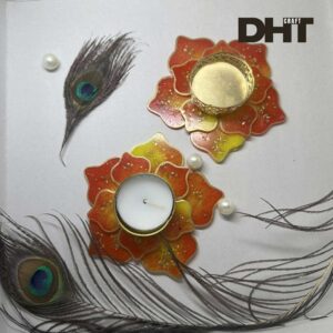 Red with yellow candle holder