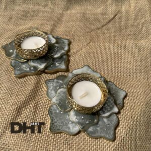 resin Grey color tlight candle holder made