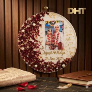 custom resin wedding photo frame with dried flowers and pearls personalized couple gift